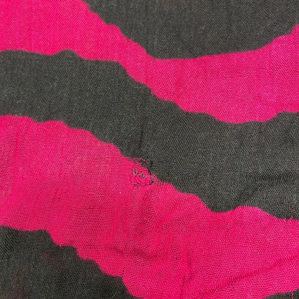 Pink Black White Zebra Print Scarf Lightweight Fringed Tassel Oblong Wrap